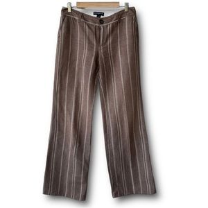 Banana Republic Brown and White Stripe Linen Blend Wide Leg Trousers